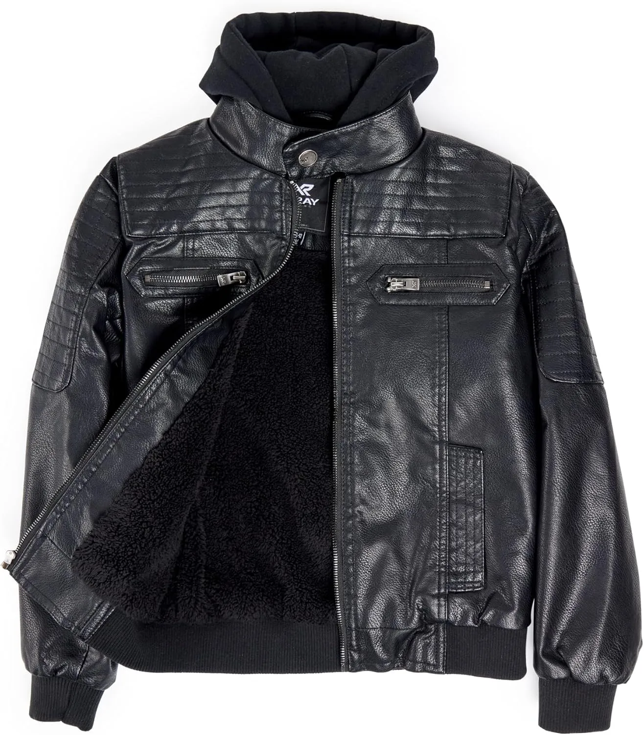 X RAY Teen Faux Leather Jacket for Fall & Winter (S - XL), Kids Outerwear Coat, Motorcycle PU Leather Jacket for Boys