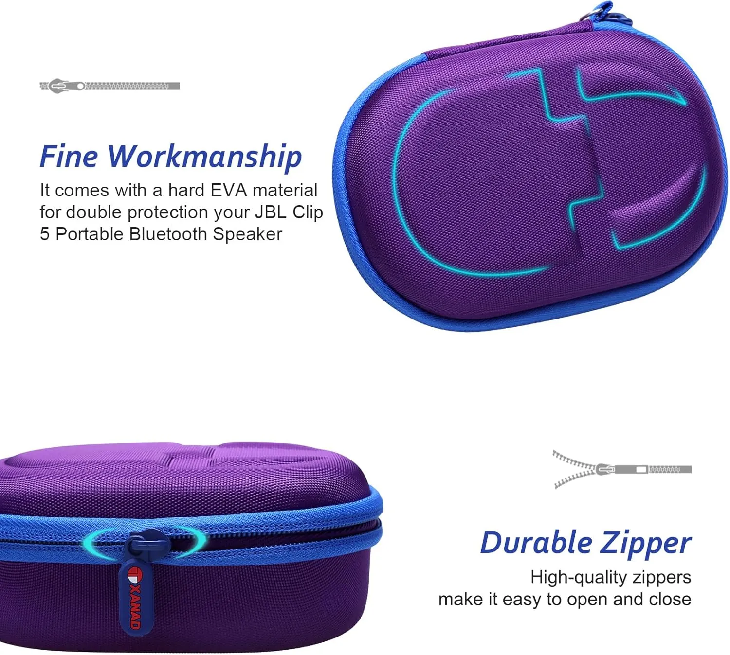 XANAD Hard Case for JBL Clip 5/Clip 4/Clip 4 Eco or Soundcore Select 4 Go Portable Bluetooth Speaker(Purple)