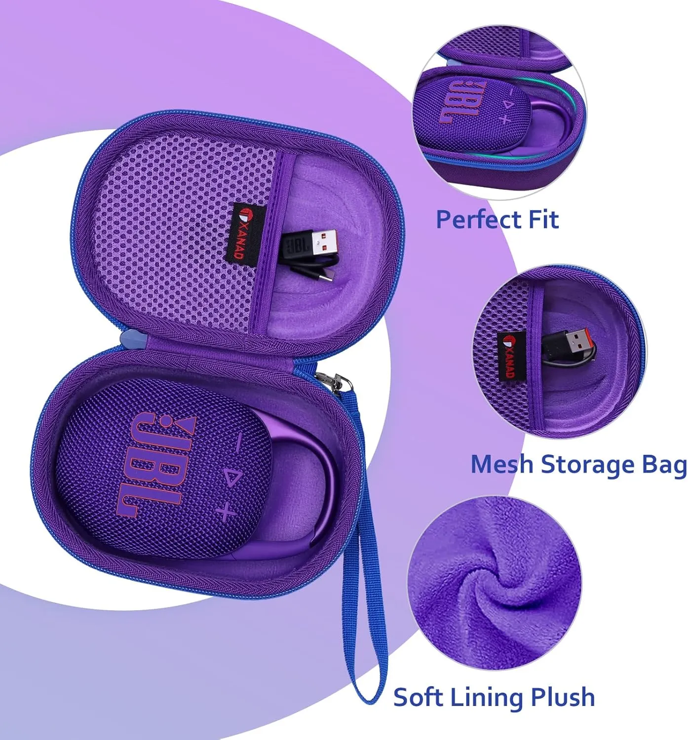 XANAD Hard Case for JBL Clip 5/Clip 4/Clip 4 Eco or Soundcore Select 4 Go Portable Bluetooth Speaker(Purple)