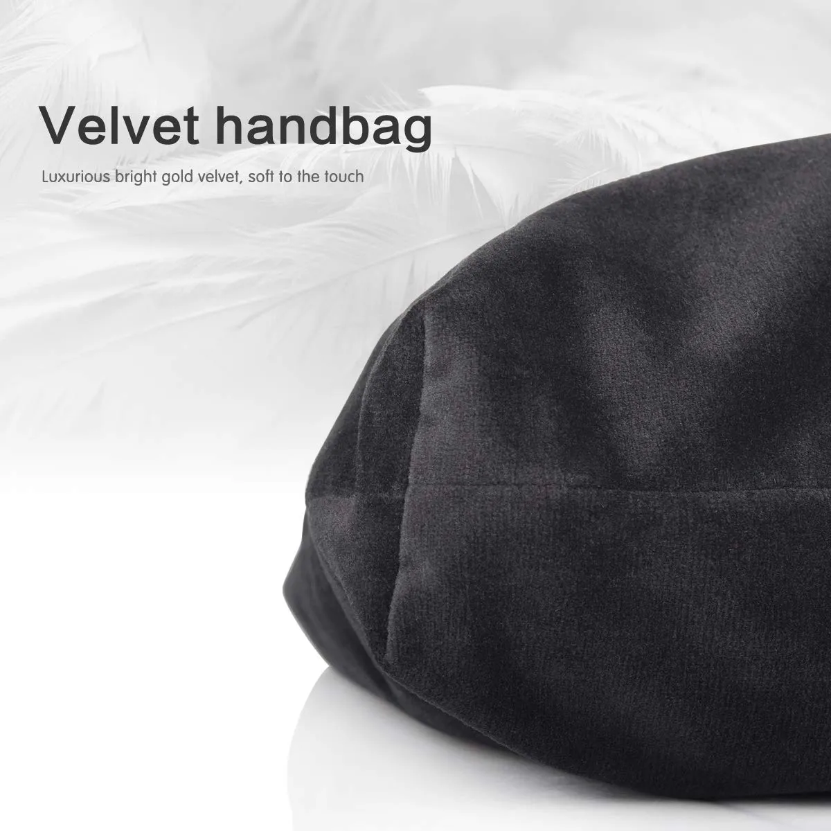 XMRS Women Luxury Velvet Evening Bag Knot Closure Wrist Bag Portable Cosmetic Organizer Pouch (Black)