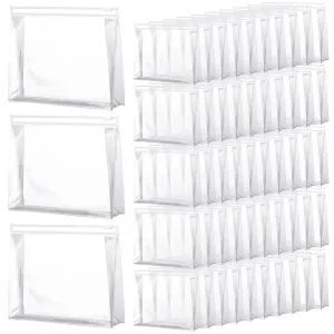 Xuniea 50 Pieces Mini Clear Makeup Bag Small Clear Zipper Pouch Travel Bag for Toiletries Plastic Cosmetic Organizer Waterproof for Women Men Vacation(9.84 x 7.09 x 2.56 in,Transparent)