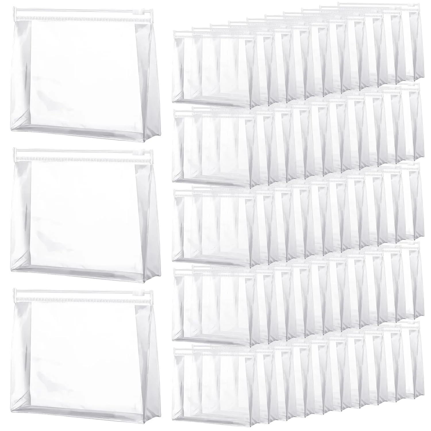 Xuniea 50 Pieces Mini Clear Makeup Bag Small Clear Zipper Pouch Travel Bag for Toiletries Plastic Cosmetic Organizer Waterproof for Women Men Vacation(9.84 x 7.09 x 2.56 in,Transparent)