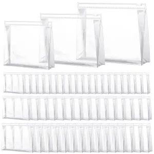 Xuniea 50 Pieces Mini Clear Makeup Bag Small Clear Zipper Pouch Travel Bag for Toiletries Plastic Cosmetic Organizer Waterproof for Women Men Vacation(9.8'',7.9'',5.9'',Transparent)