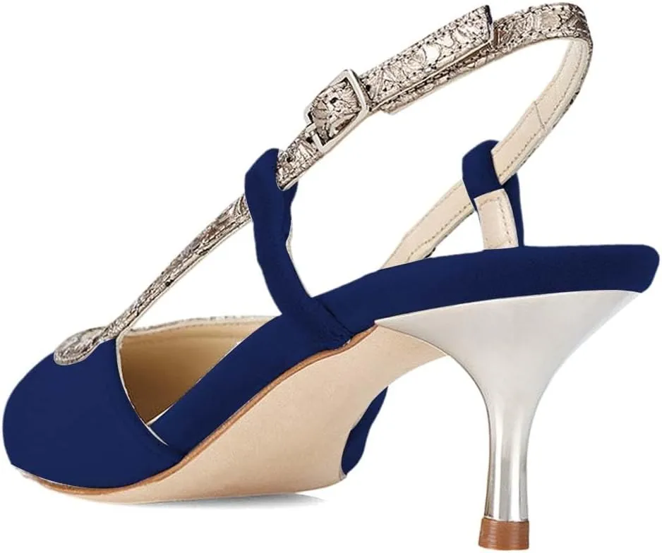 XYD Pointed Toe Velvet Pumps for Women Plated Low Heels Kitten Slingback Dress Wedding Bridal Prom Comfy Shoes