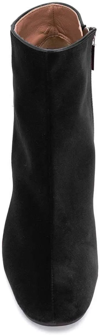 XYD Women Round Toe Glitter Chunky High Heels Party Dress Booties Velvet Winter Ankle Boots