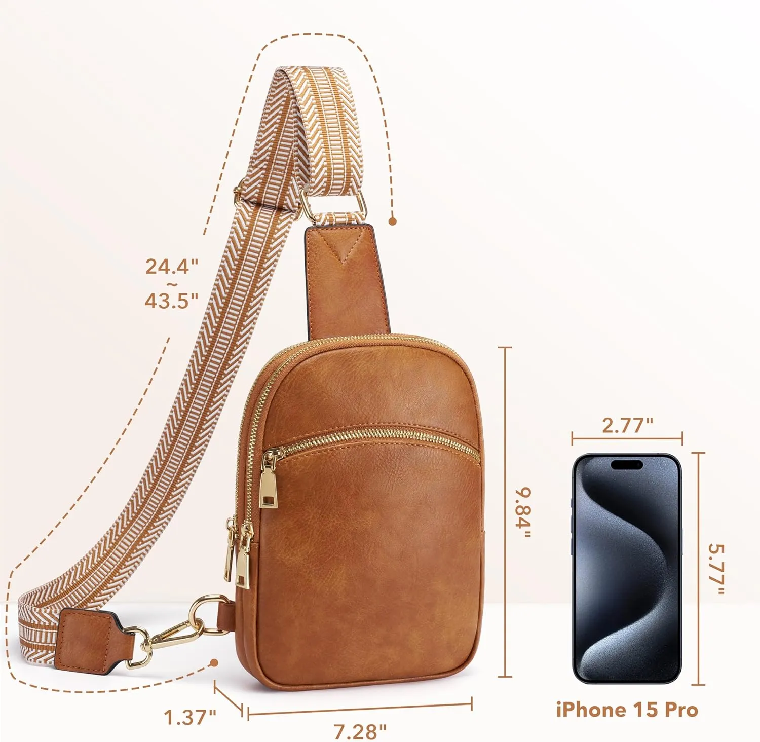 Yarnic Small Sling Bag for Women Men, Anti Theft RFID Vegan Pu Leather Travel Cross Body Purses, Chest Bag with Adjustable Strap (Dark Brown)