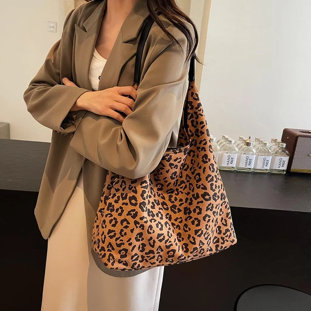 YFGBCX Leopard Tote Bag for Women Cheetah Purse Brown Vintage Hobo Bag Large Capacity Work Tote Bag