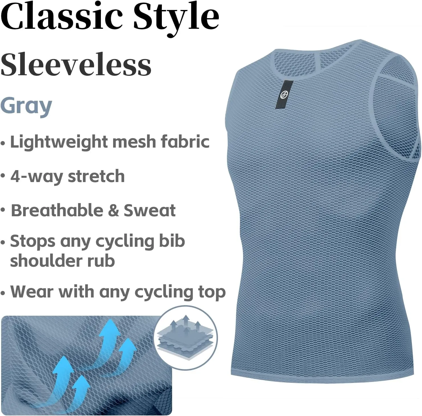 YKYWBIKE Men's Cycling Base Layer Sleeveless Cycling Jersey Men Quick Dry Bicycle Undershirt Mesh Bike Base Layer Vests