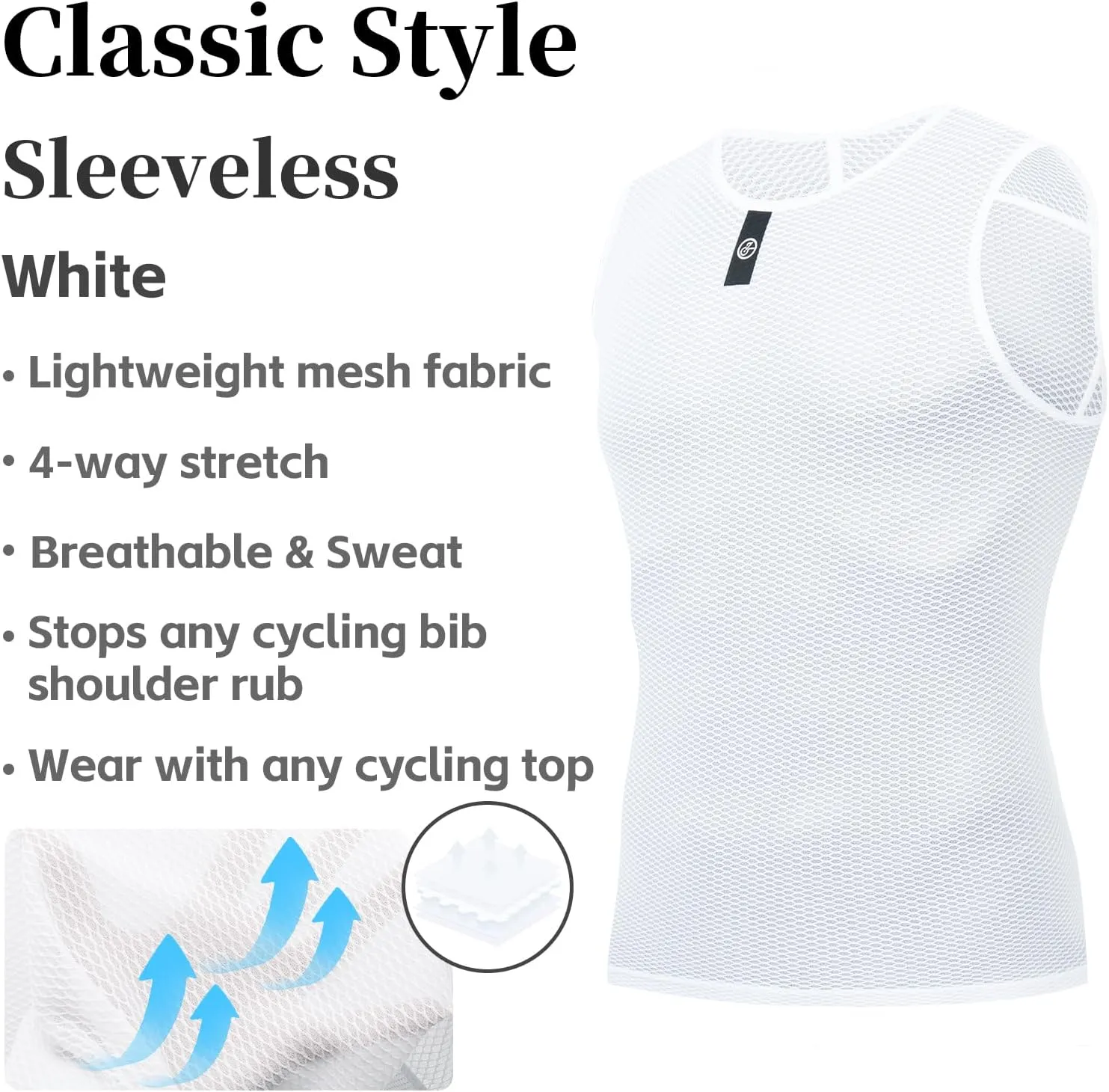 YKYWBIKE Men's Cycling Base Layer Sleeveless Cycling Jersey Men Quick Dry Bicycle Undershirt Mesh Bike Base Layer Vests