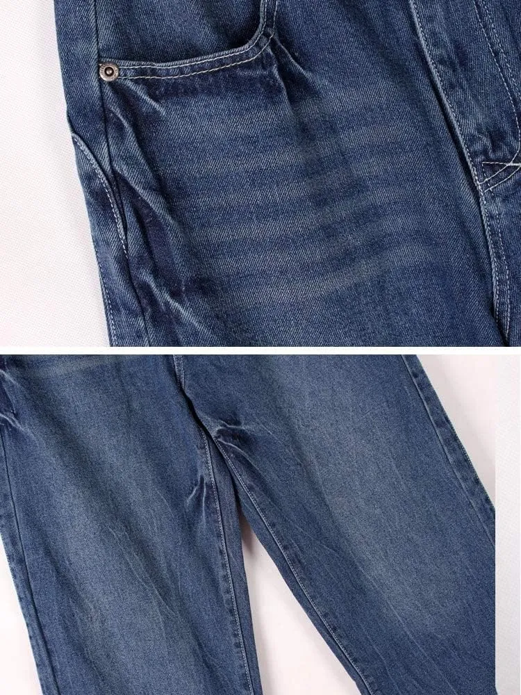 Ylingjun Mens Baggy Hip Hop Jeans Casual Loose Fit Embroidered Skateboard Denim Pants