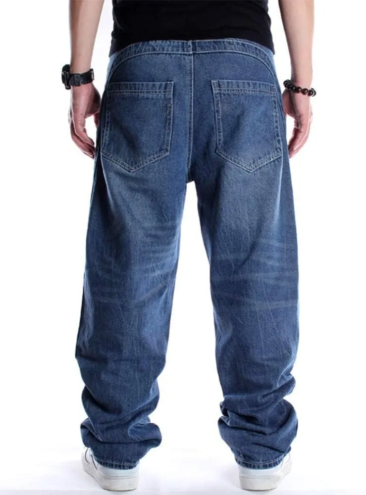 Ylingjun Mens Baggy Hip Hop Jeans Casual Loose Fit Embroidered Skateboard Denim Pants