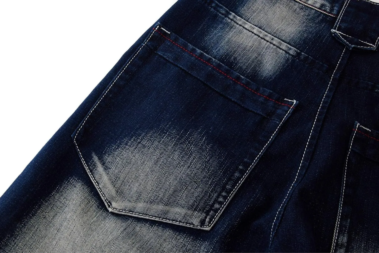 Ylingjun Mens Baggy Hip Hop Jeans Casual Loose Fit Skateboard Denim Pants