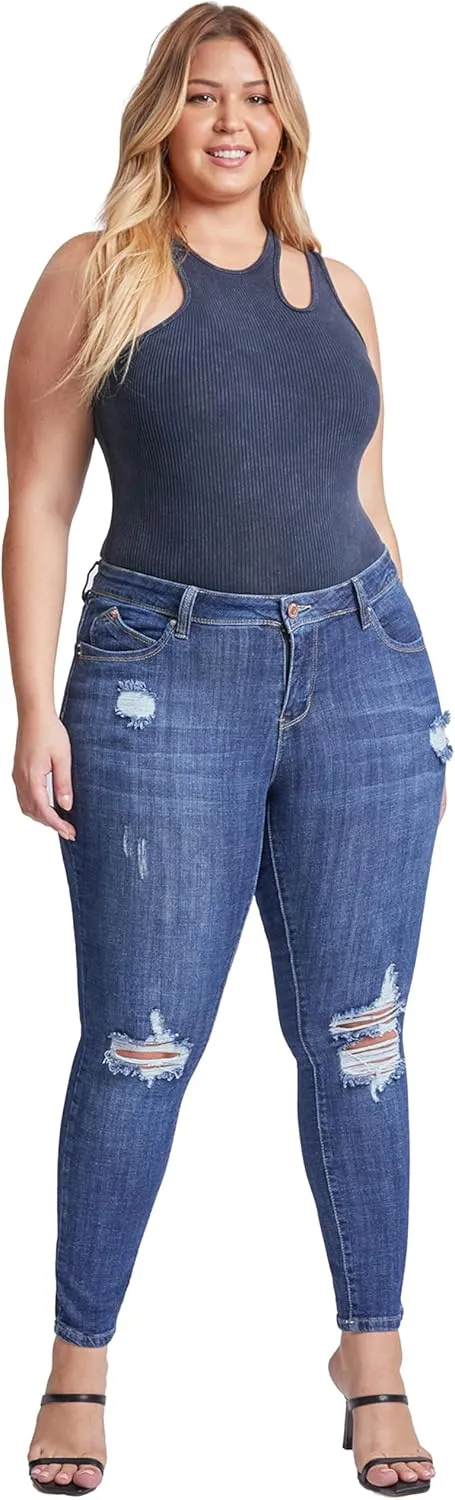 YMI Women's Plus Wannabettabutt Skinny Jeans