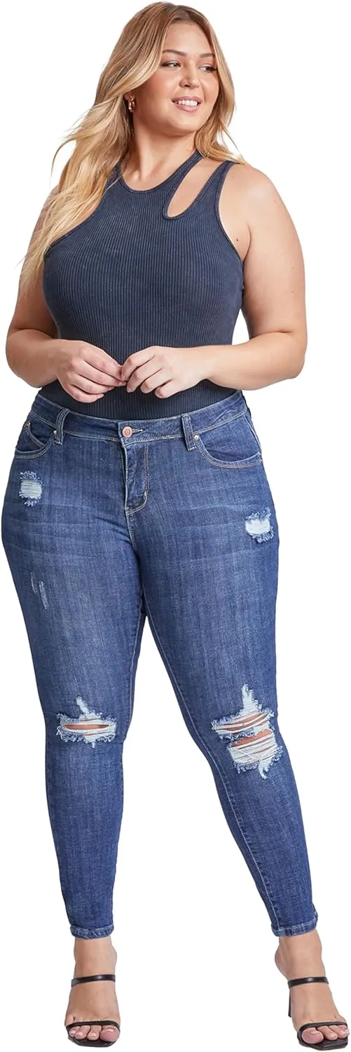 YMI Women's Plus Wannabettabutt Skinny Jeans