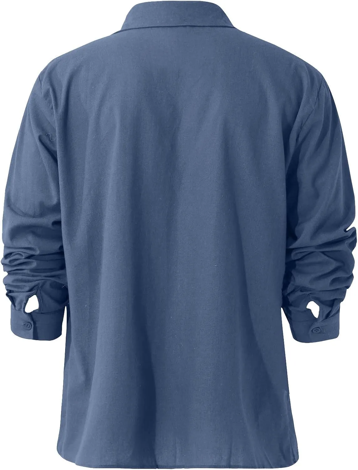 Ymosrh Dress Shirts for Men Spring Summer Men's Casual Cotton Linen Solid Color Long Sleeve Shirts Loose Mens Shirt