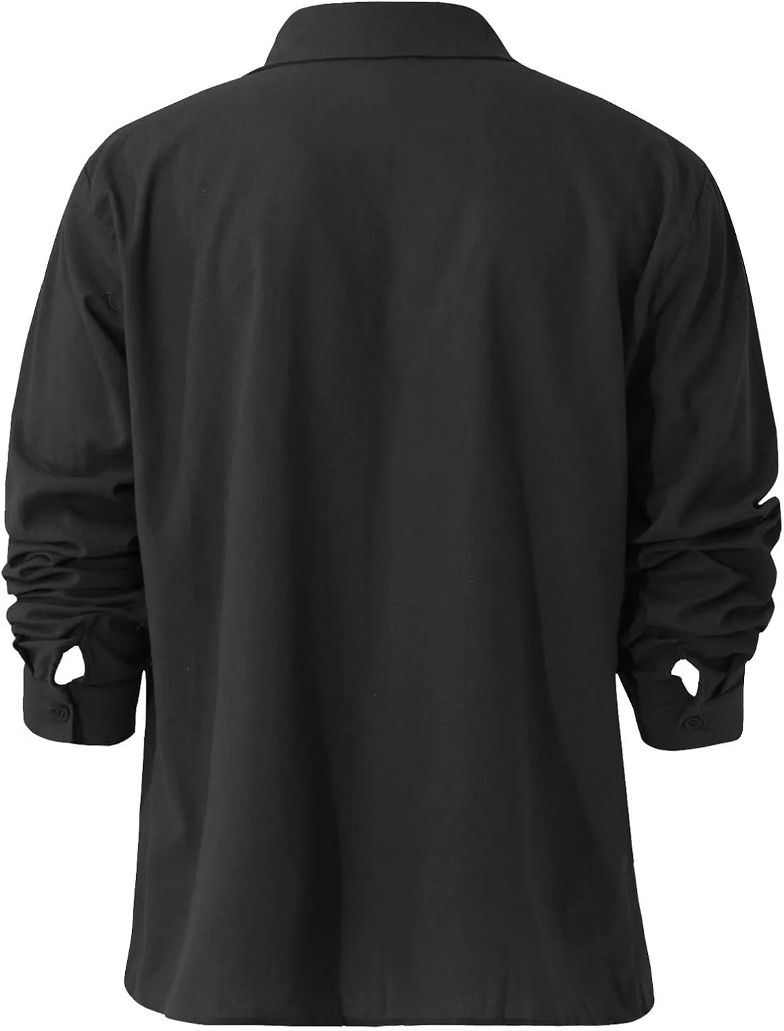 Ymosrh Dress Shirts for Men Spring Summer Men's Casual Cotton Linen Solid Color Long Sleeve Shirts Loose Mens Shirt