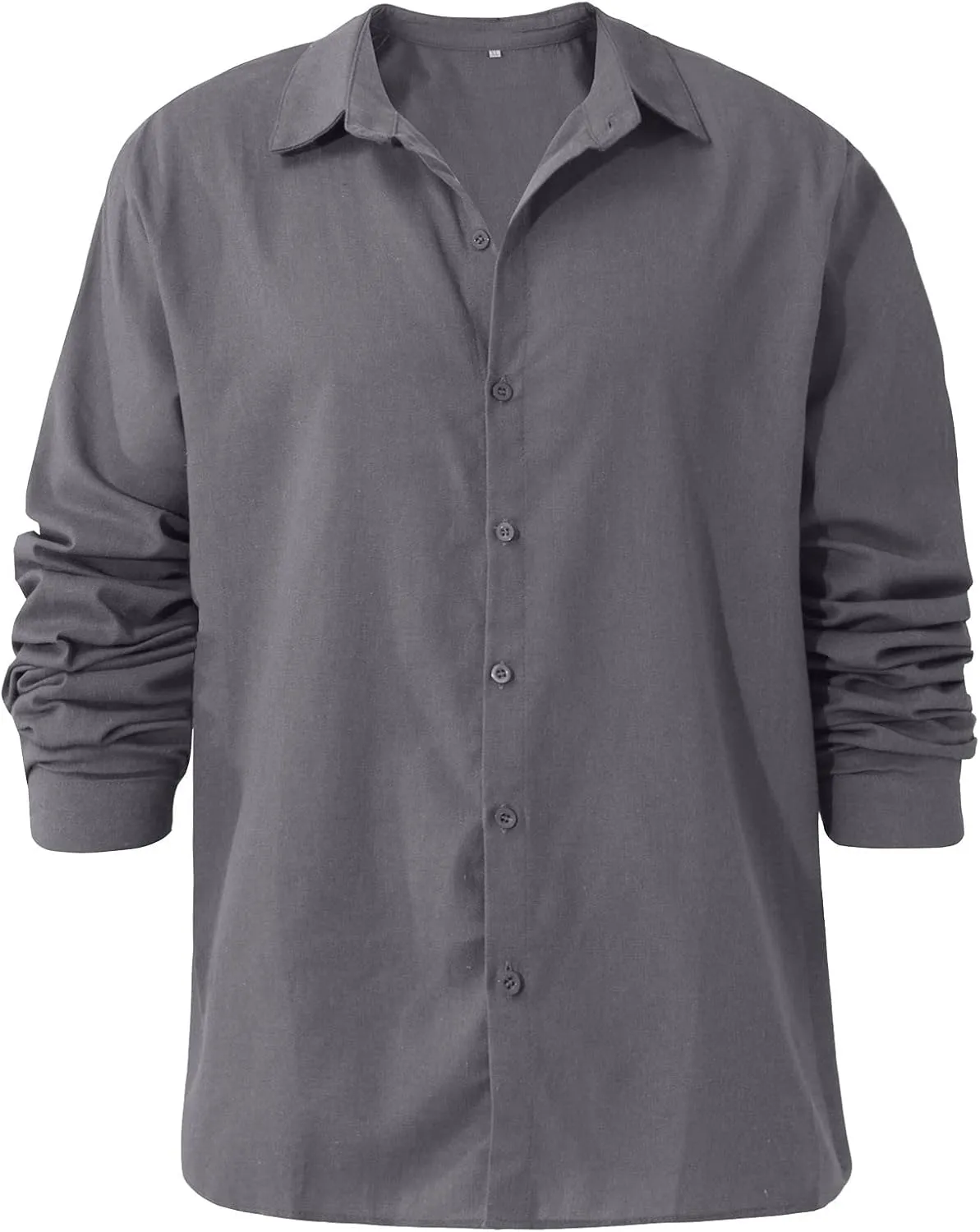 Ymosrh Dress Shirts for Men Spring Summer Men's Casual Cotton Linen Solid Color Long Sleeve Shirts Loose Mens Shirt
