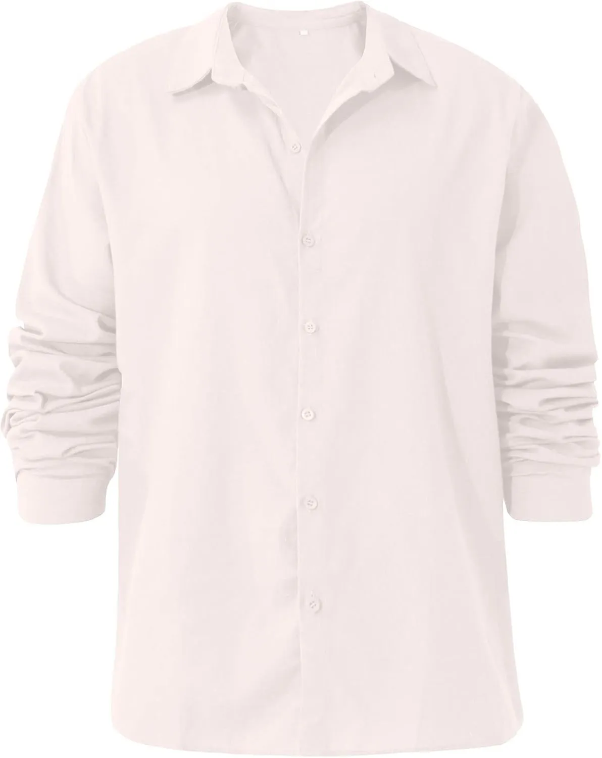 Ymosrh Dress Shirts for Men Spring Summer Men's Casual Cotton Linen Solid Color Long Sleeve Shirts Loose Mens Shirt