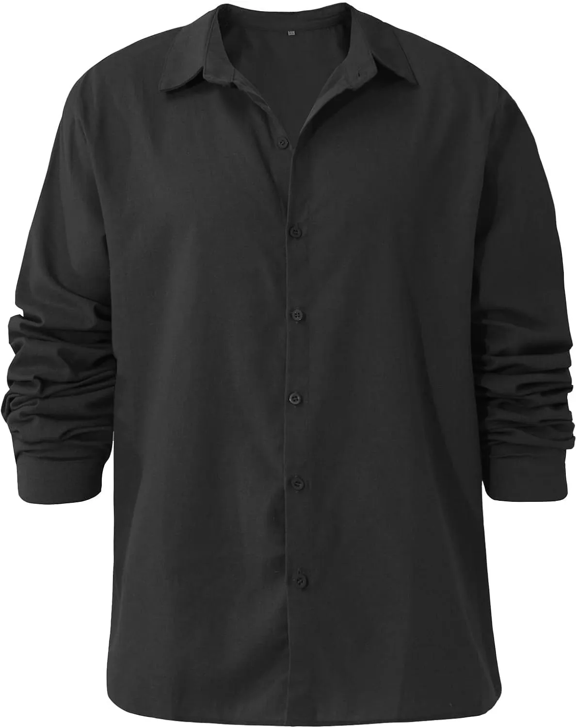 Ymosrh Dress Shirts for Men Spring Summer Men's Casual Cotton Linen Solid Color Long Sleeve Shirts Loose Mens Shirt