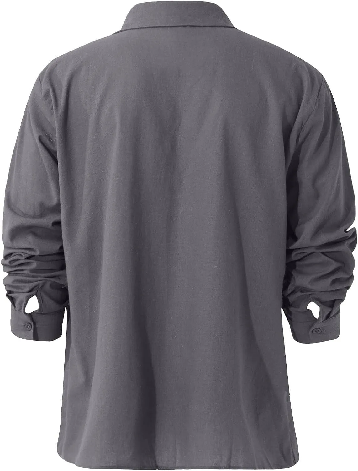 Ymosrh Dress Shirts for Men Spring Summer Men's Casual Cotton Linen Solid Color Long Sleeve Shirts Loose Mens Shirt