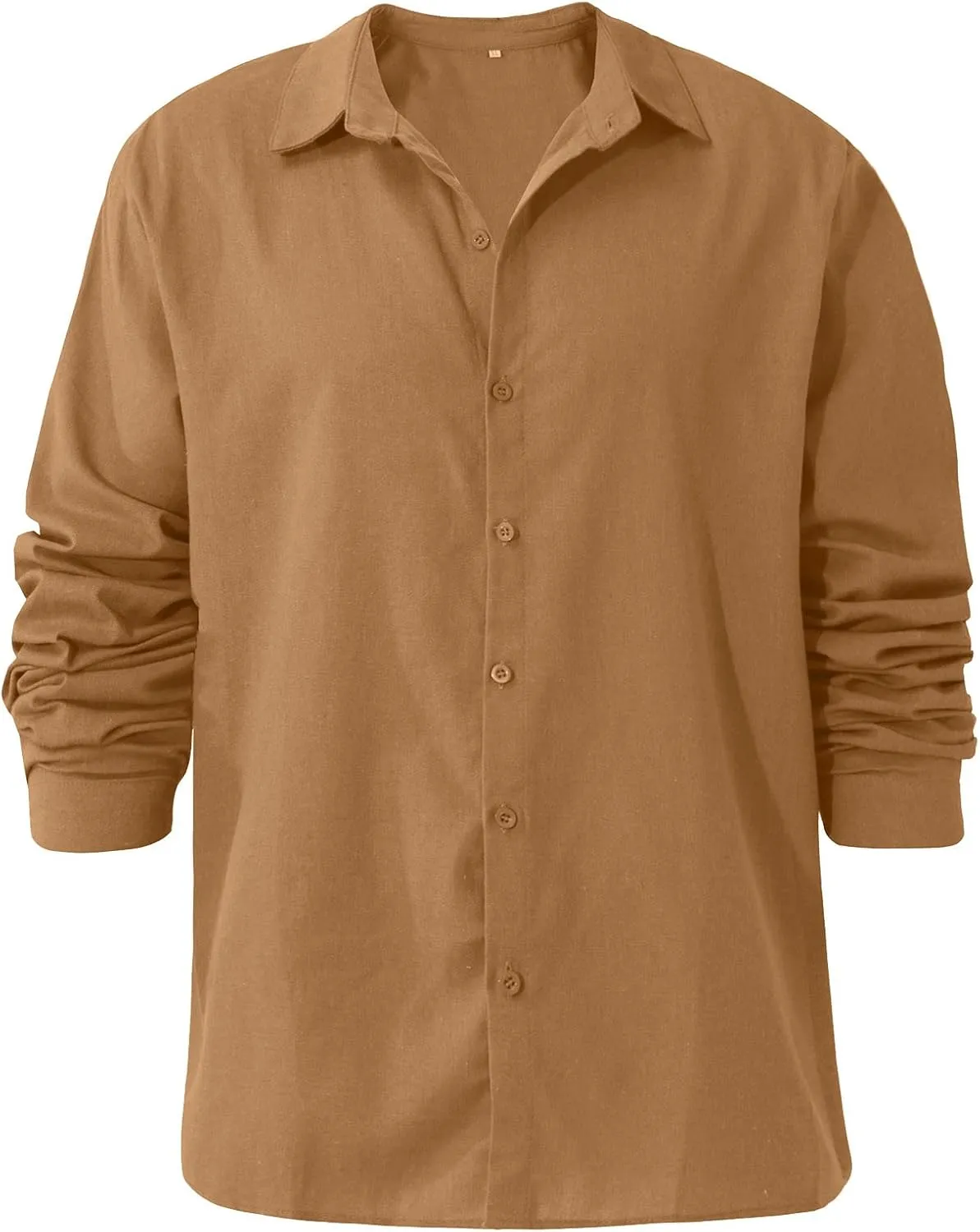 Ymosrh Dress Shirts for Men Spring Summer Men's Casual Cotton Linen Solid Color Long Sleeve Shirts Loose Mens Shirt