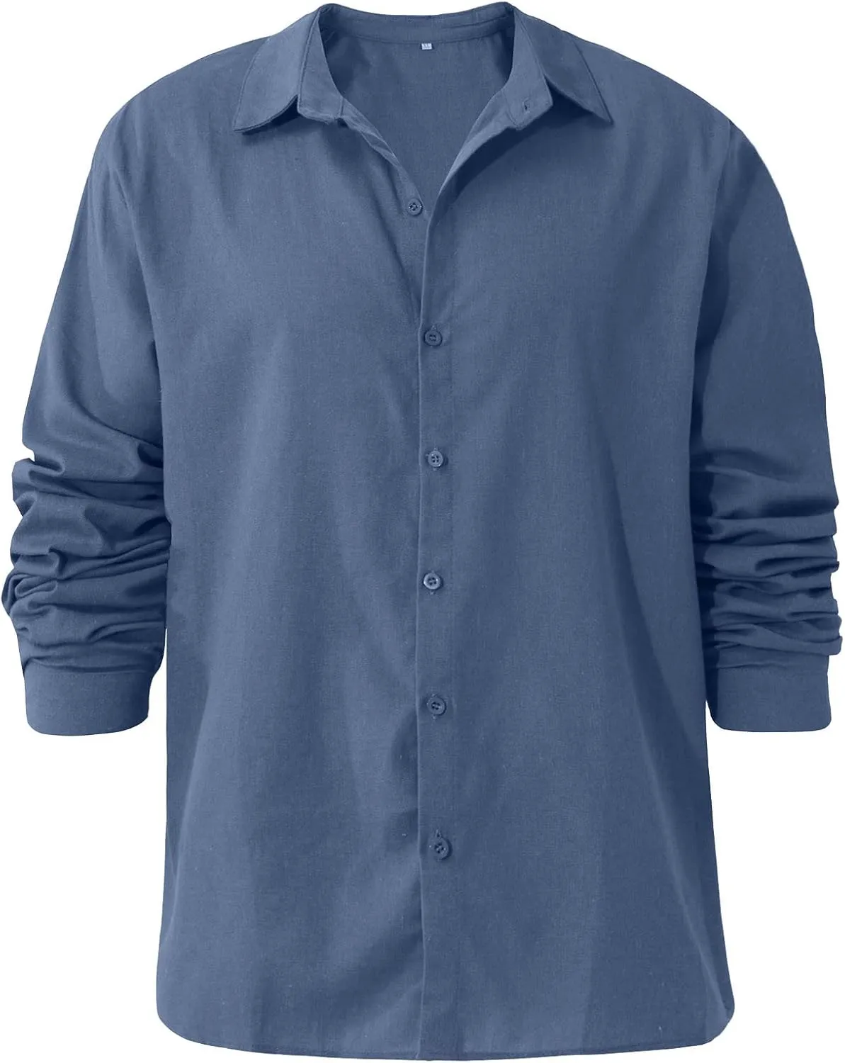Ymosrh Dress Shirts for Men Spring Summer Men's Casual Cotton Linen Solid Color Long Sleeve Shirts Loose Mens Shirt