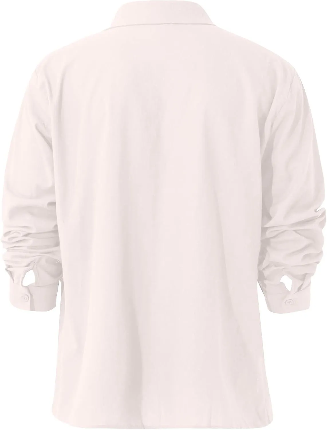 Ymosrh Dress Shirts for Men Spring Summer Men's Casual Cotton Linen Solid Color Long Sleeve Shirts Loose Mens Shirt
