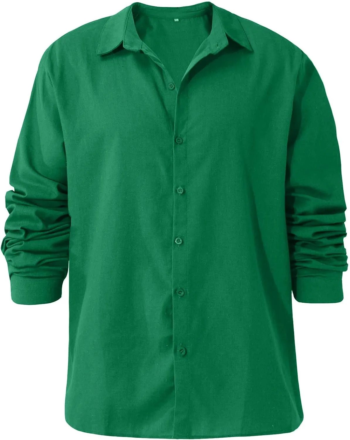 Ymosrh Dress Shirts for Men Spring Summer Men's Casual Cotton Linen Solid Color Long Sleeve Shirts Loose Mens Shirt