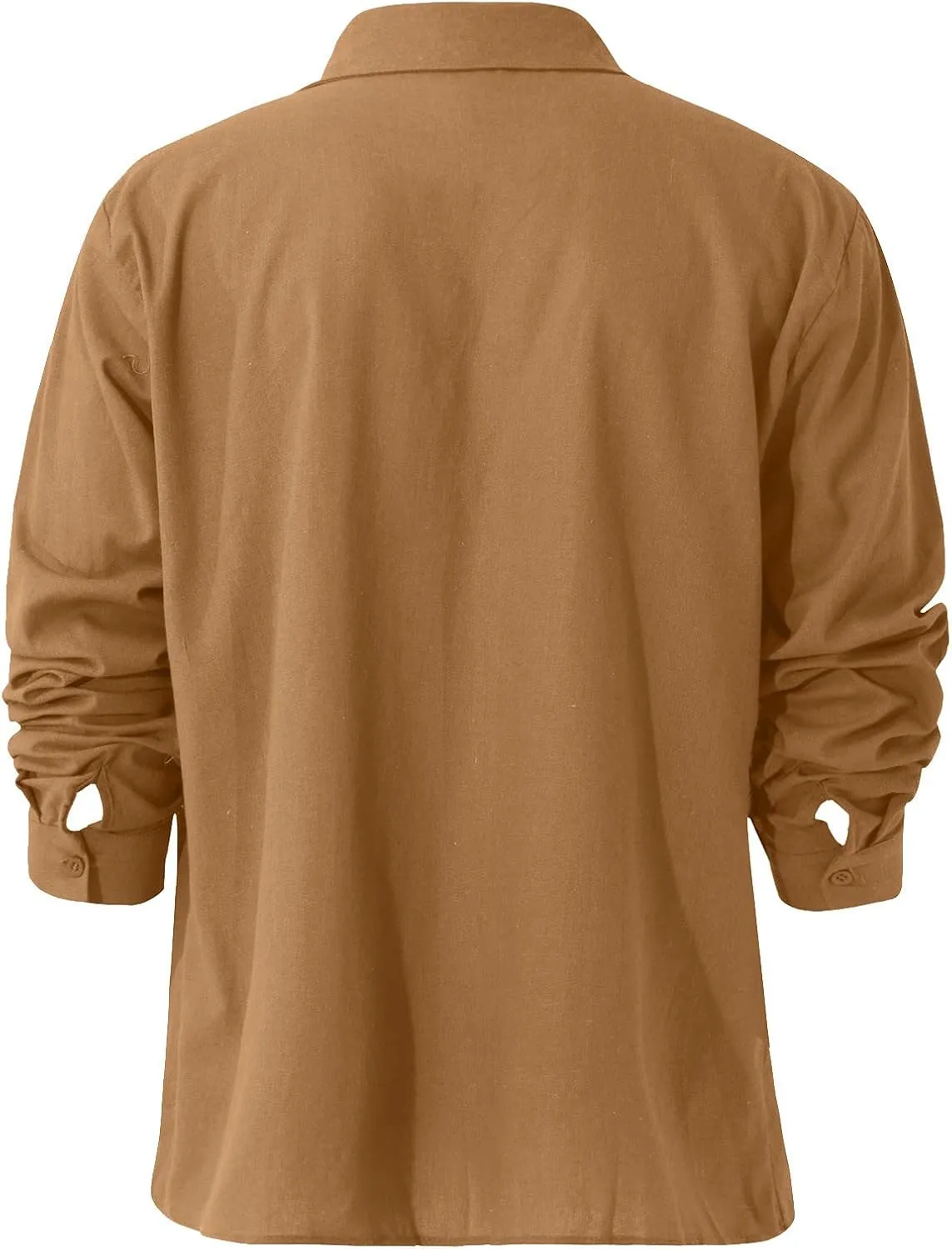 Ymosrh Dress Shirts for Men Spring Summer Men's Casual Cotton Linen Solid Color Long Sleeve Shirts Loose Mens Shirt
