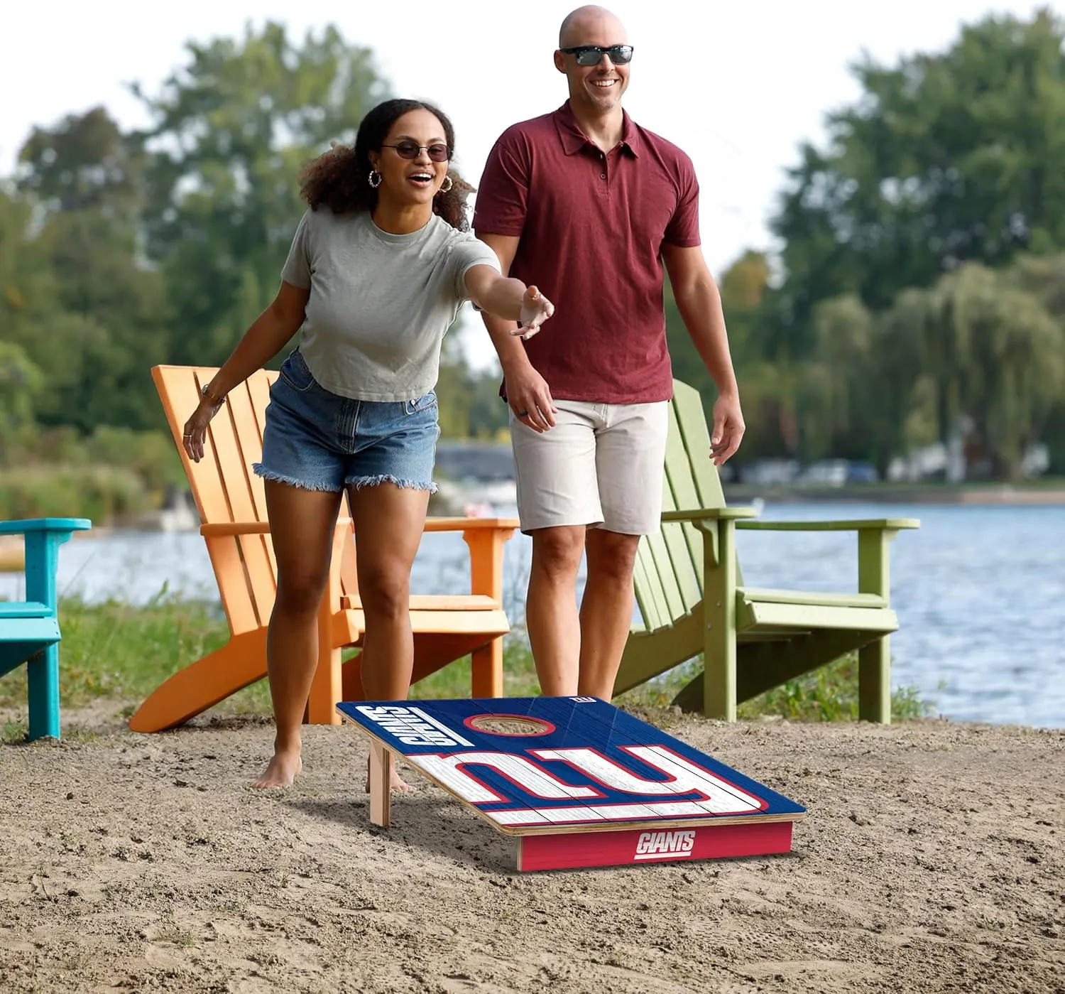 YouTheFan NFL 2’ x 3’ Wood Cornhole Game with Logo Bags
