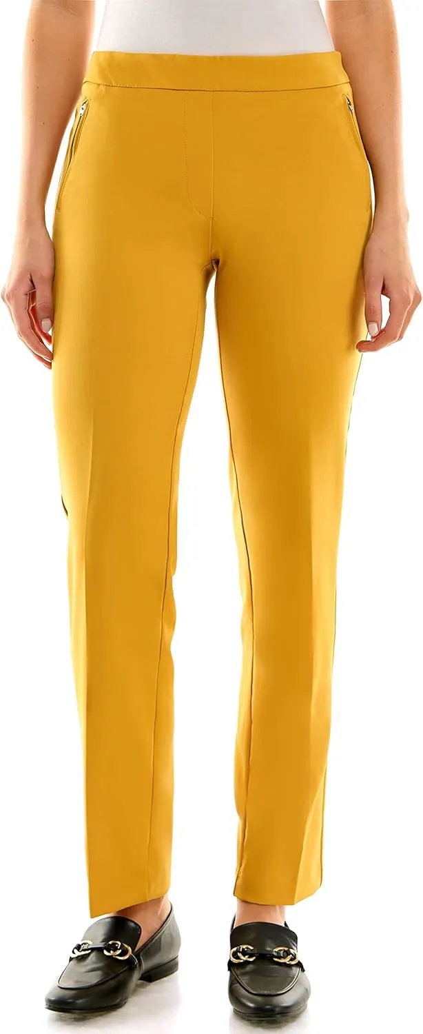 Zac & Rachel Women's Bond 18 Pull on with Faux Zipper Pockets Casual Pants