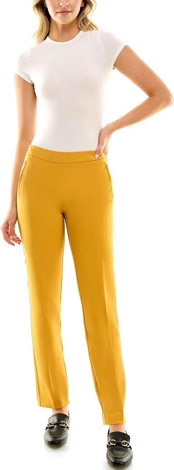 Zac & Rachel Women's Bond 18 Pull on with Faux Zipper Pockets Casual Pants