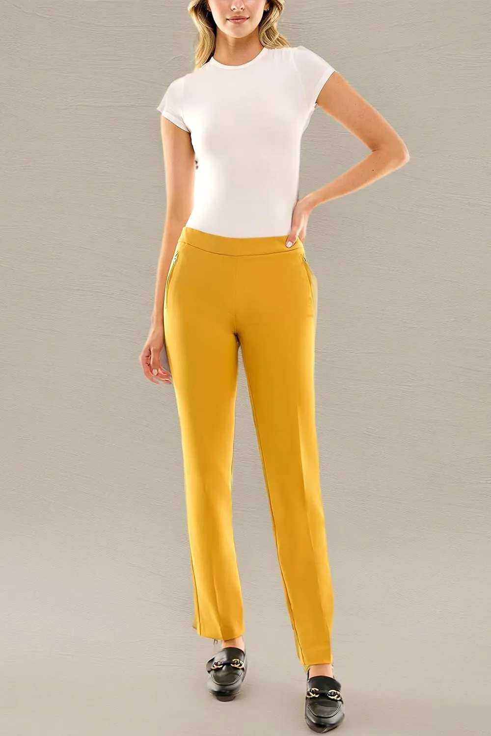 Zac & Rachel Women's Bond 18 Pull on with Faux Zipper Pockets Casual Pants