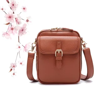 Zealburst Crossbody Leather Bag, Forcipower Crossbody Leather Bag, Retro Double-Layer Large Capacity Messenger Bag