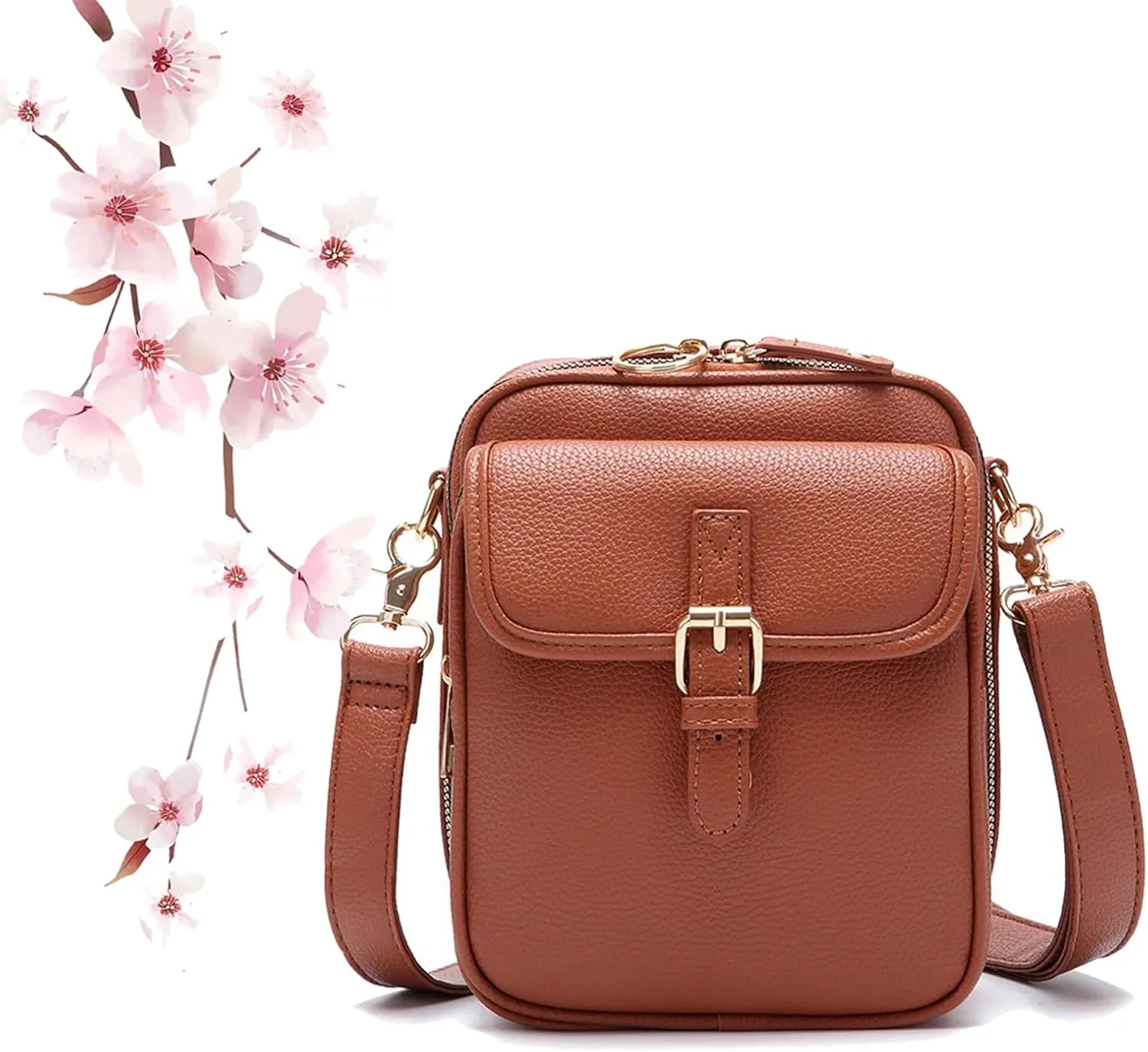 Zealburst Crossbody Leather Bag, Forcipower Crossbody Leather Bag, Retro Double-Layer Large Capacity Messenger Bag
