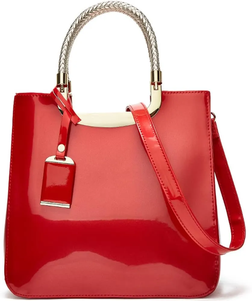 ZiMing Patent Leather Handbags Purse for Women Satchel Square Handbag Evening Bags Top Handle Bag Shoulder Bag Gorgeous Bag