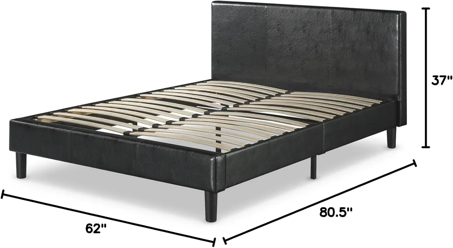 ZINUS Jade Faux Leather Upholstered Platform Bed Frame, Mattress Foundation with Wood Slat Support, No Box Spring Needed, Easy Assembly, Queen