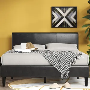 ZINUS Jade Faux Leather Upholstered Platform Bed Frame, Mattress Foundation with Wood Slat Support, No Box Spring Needed, Easy Assembly, Queen