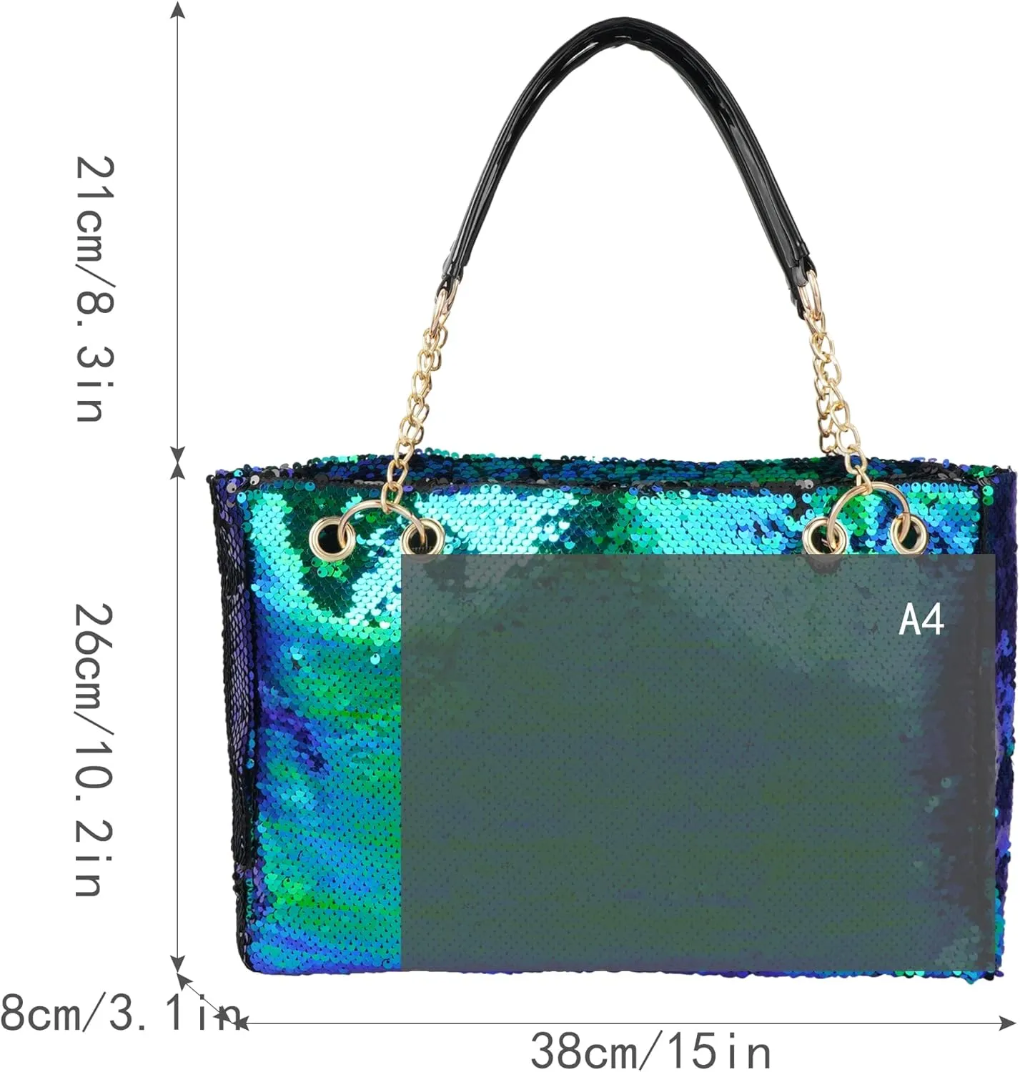 ZLM BAG US Women's Glitter Sequins Shoulder Tote Big Capacity Shimmer Shopping Bag Sparkling Handbag Purse