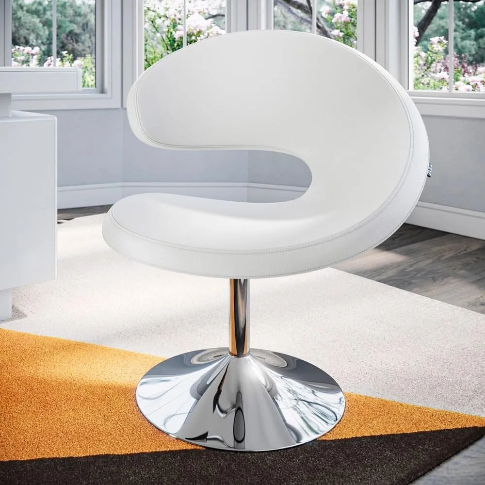 Zuri Furniture Shell Swivel Adjustable Height Occasional Accent Chair - White